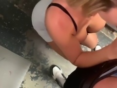 Swallowing cum at work: Amateur Mandy FoXXX
