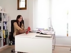Elegant secretary in lingerie gets fucked hard in the office