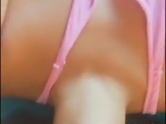 I record myself while my husband penetrates my throat to the bottom and plays with my tits. Rich compilation of two home videos.