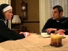 Lustful nun in stockings has torrid affair with the priest