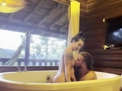 Amateur couple having wild passionate sex in the bathtub
