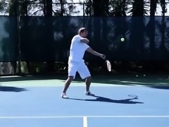 Sultry teen beauty fucked hard by tennis coach outside