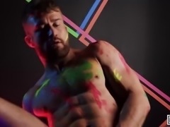 MEN - Theo Brady and Olivier Robert dance under the neon light letting their horny cocks rub against each other