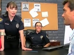 Two gorgeous ladies in cop uniform