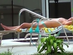 Nikki enjoys sunny day by the pool and amaizing hardcore along horny male