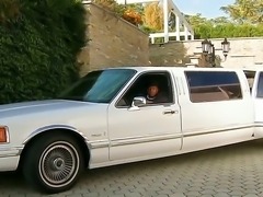 Sexy horny babes Aleska and Sabrina enjoying a hot threesome with a fat ramrod in a limousine