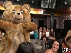 Dancing bear gets freaky on these gals