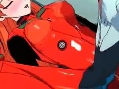 Animated doll in red gets cum