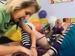 Two Girls Giving Great Foot Jobs POV