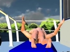 Two 3D babes riding some hard cocks on a boat
