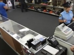 Huge boobs police officer fucked at the pawnshop for money