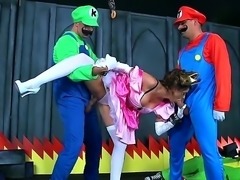 Girl with stockings is going to get fucked by not one but two Super Marios that will bang the shit out of her just so they can enter the next level.