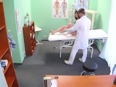 Dark haired patient banged by doctor in fake hospital