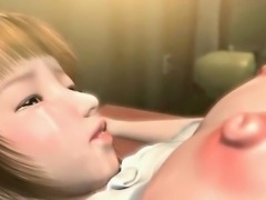 Petite 3D anime chick licking sperm