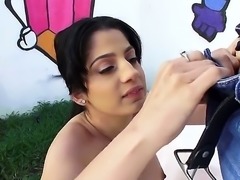 Nadia Ali is a chick with huge tits. She is placing her fingers inside her ass. That sets her in the right frame of mind for sucking dick. She gets a big one in her mouth.