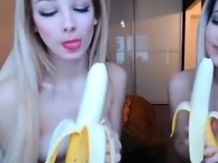 Stunning Webcam Models Sucking Bananas