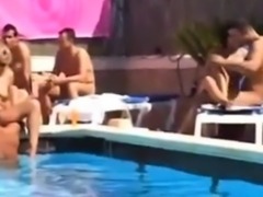 Poolparty that is nudists becomes a fuckfest