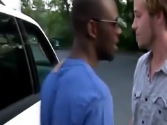 Easy to please blonde beard gay tricked by big black cock agent