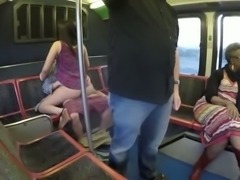 Spoiled bitch is fucking upskirt in a public bus right in front of other passengers