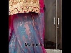 Remove my saree - B&#039_day girl Manusha Tranny in traditional attire and enjoying