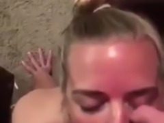 Cumming on her slutty face and her eye